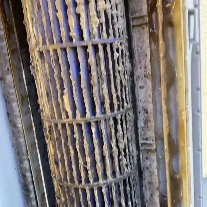 Antes: turbina do ar-condicionado com sujeira e mofo
